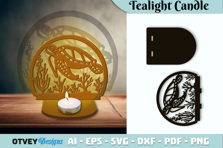 Sea Animals Scene Tealight Candle Holder Lasercut