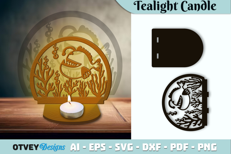 Sea Animals Scene Tealight Candle Holder Lasercut