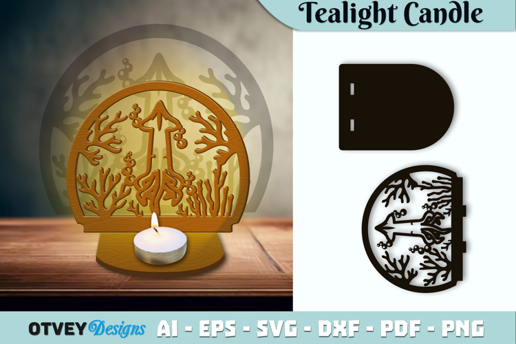 Sea Animals Scene Tealight Candle Holder Lasercut