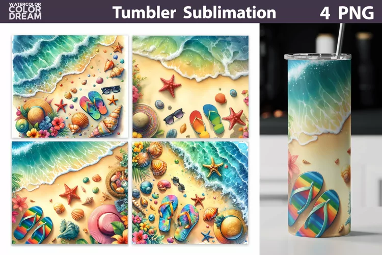 Sea Beach Tumbler Wrap | Sea Wave Tumbler Sublimation