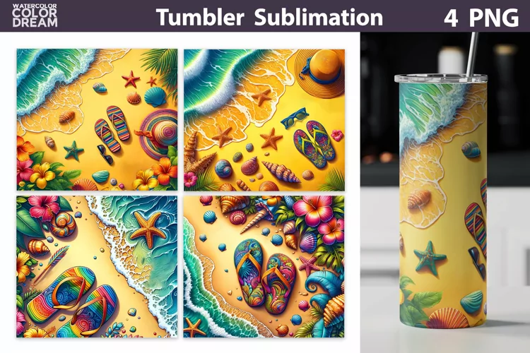 Sea Beach Tumbler Wrap | Sea Wave Tumbler Sublimation