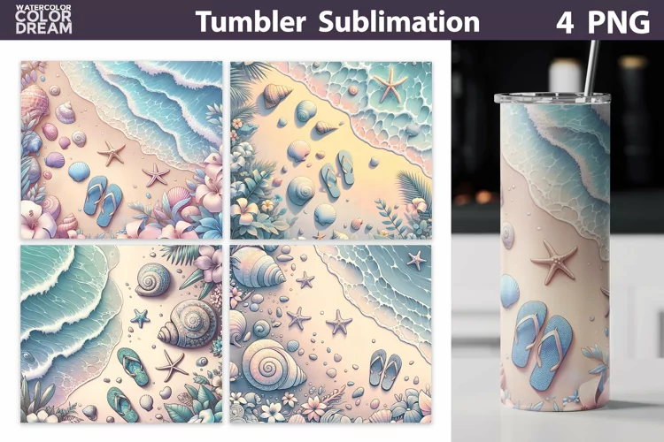 Sea Beach Tumbler Wrap | Sea Wave Tumbler Sublimation
