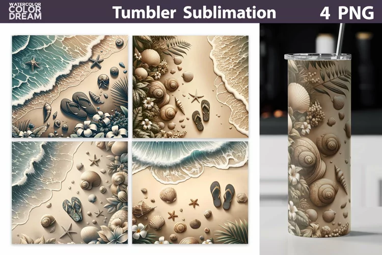 Sea Beach Tumbler Wrap | Sea Wave Tumbler Sublimation
