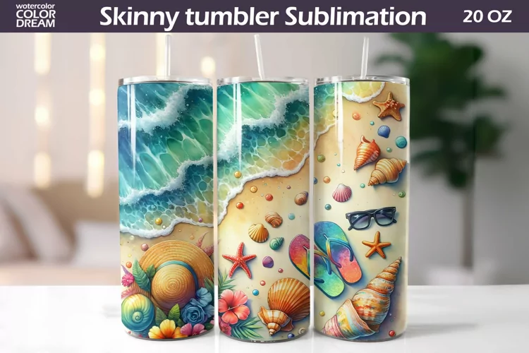 Sea Beach Tumbler Wrap | Sea Wave Tumbler Sublimation
