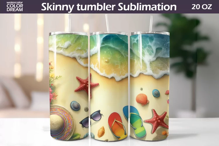 Sea Beach Tumbler Wrap | Sea Wave Tumbler Sublimation