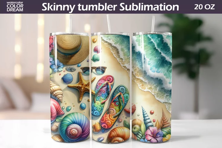Sea Beach Tumbler Wrap | Sea Wave Tumbler Sublimation