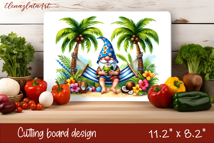 Cute animal cutting board sublimation, sea Palm tree beach