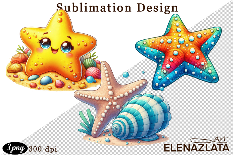 Watercolor baby Starfish clipart. Cute sea illustrations