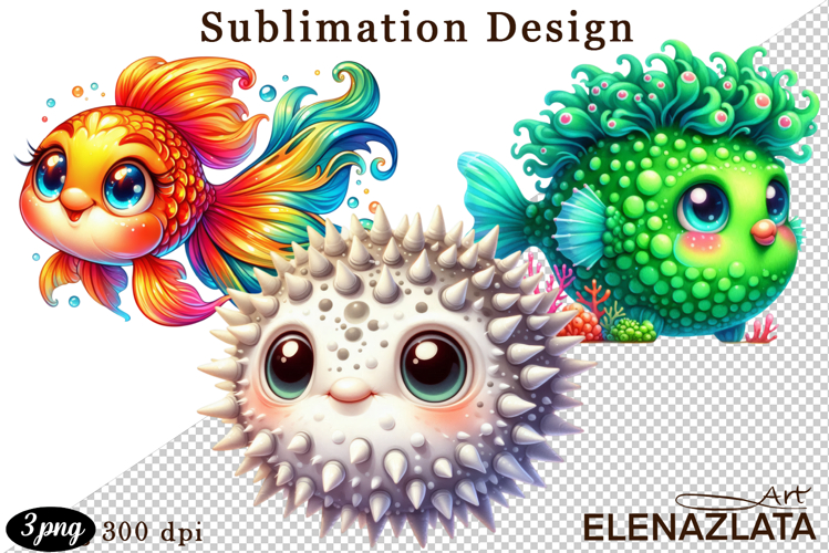 Watercolor baby golden fish clipart. Cute fish illustrations