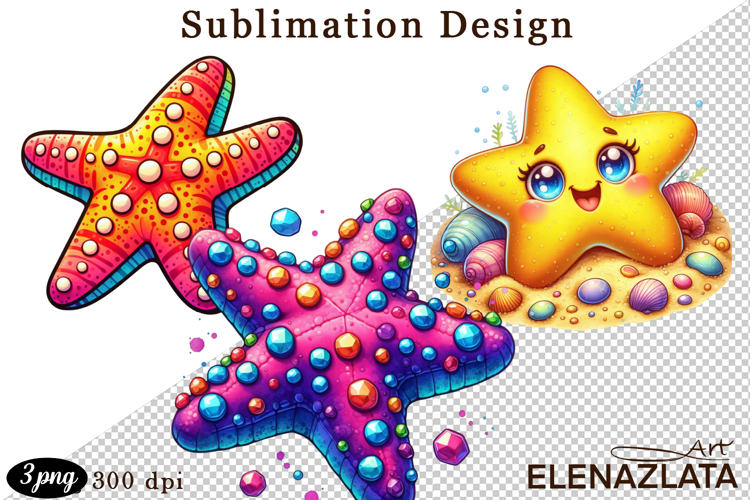 Watercolor baby Starfish clipart. Cute sea illustrations