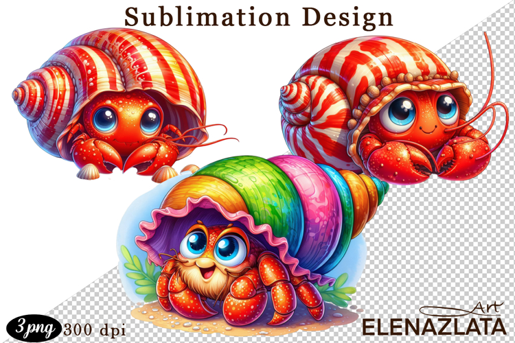 Watercolor baby crab clipart. Cute crab illustrations