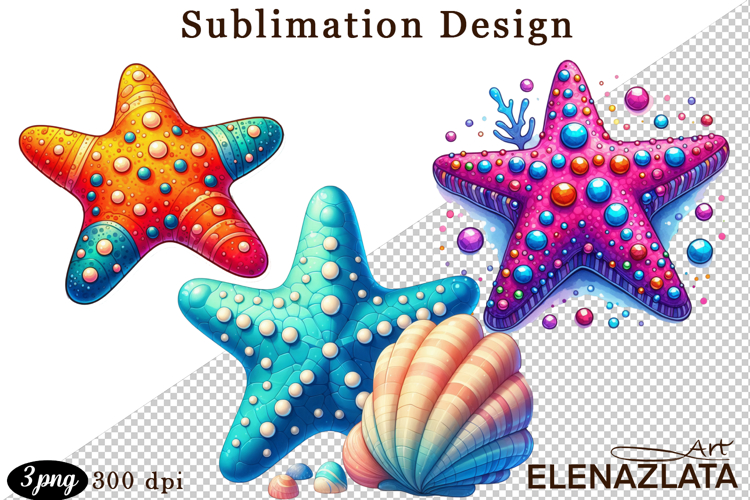 Watercolor baby Starfish clipart. Cute sea illustrations