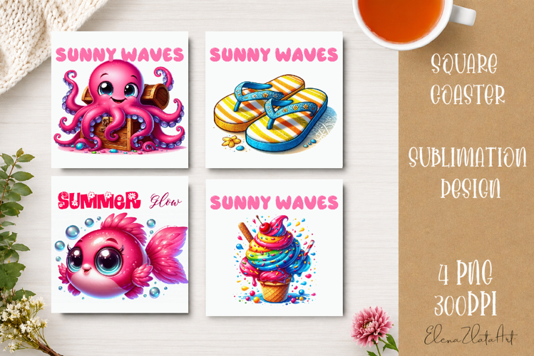Beach Coaster Sublimation. Sea Coaster Design