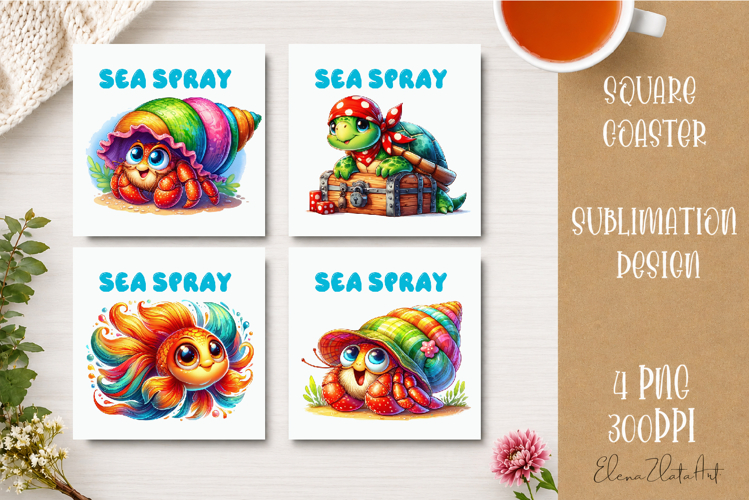 Beach Coaster Sublimation. Sea Coaster Design