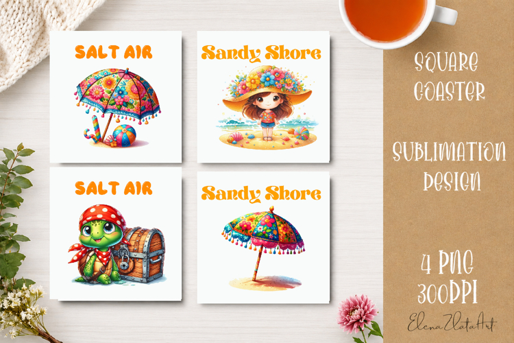 Beach Coaster Sublimation. Sea Coaster Design