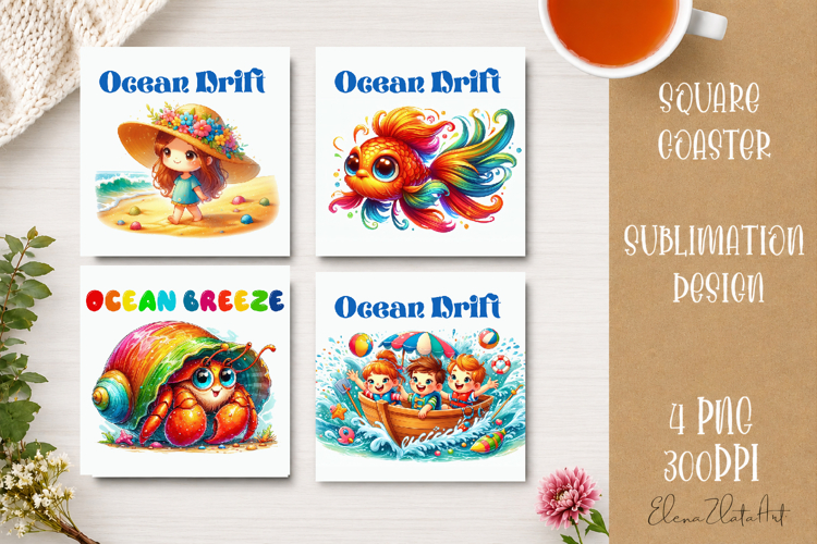 Beach Coaster Sublimation. Sea Coaster Design