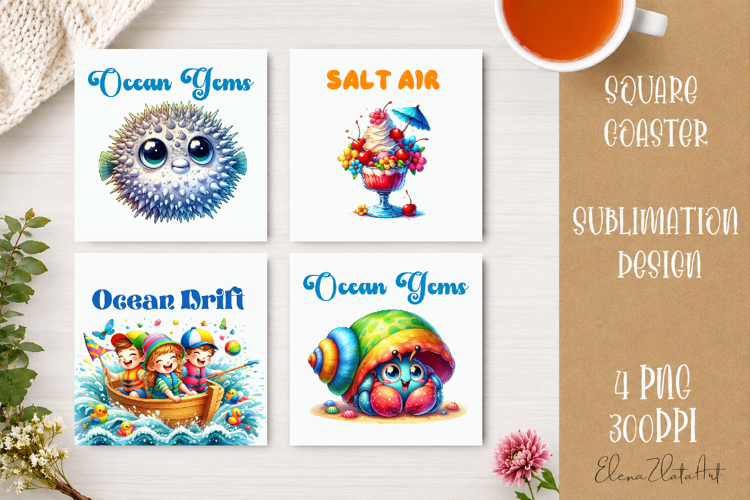 Beach Coaster Sublimation. Sea Coaster Design