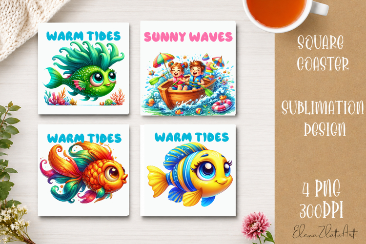 Beach Coaster Sublimation. Sea Coaster Design
