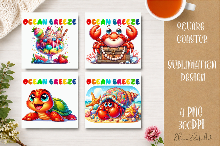 Beach Coaster Sublimation. Sea Coaster Design