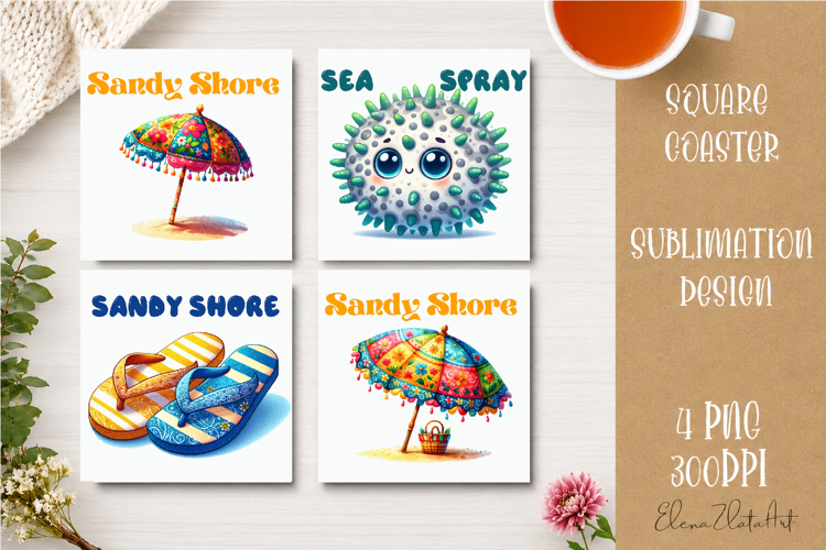 Beach Coaster Sublimation. Sea Coaster Design