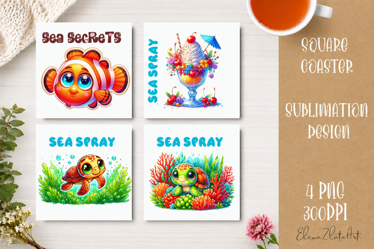 Beach Coaster Sublimation. Sea Coaster Design