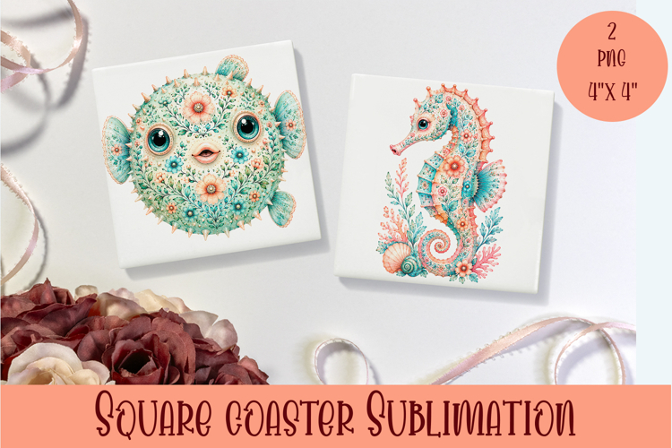Beach Coaster Sublimation. Sea Coaster Design