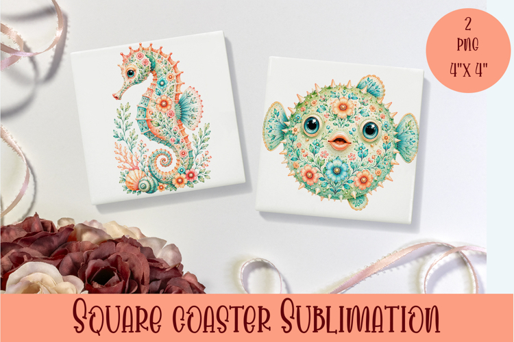 Beach Coaster Sublimation. Sea Coaster Design