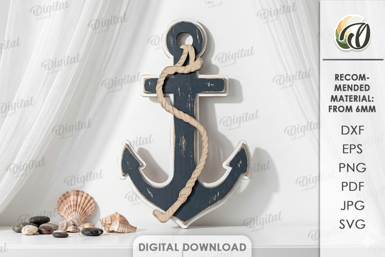 Sea Home Decor Laser Cut. Wall Decor. Anchor SVG