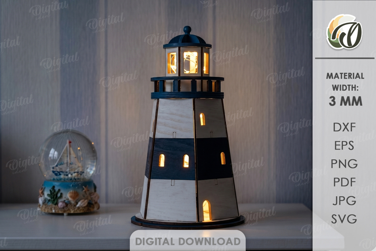 Sea Home Decor Laser Cut. Night Lamp. Lighthouse SVG