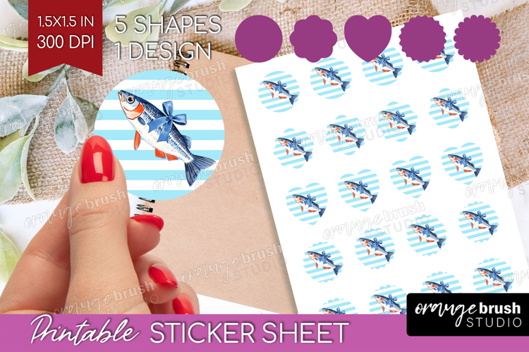 Sea Fish Nautical Round Sticker Sea Quotes Printable Sticker