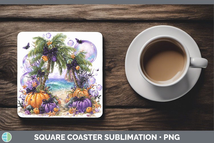 Sea Halloween Beach Square Coaster Sublimation Coaster Desig