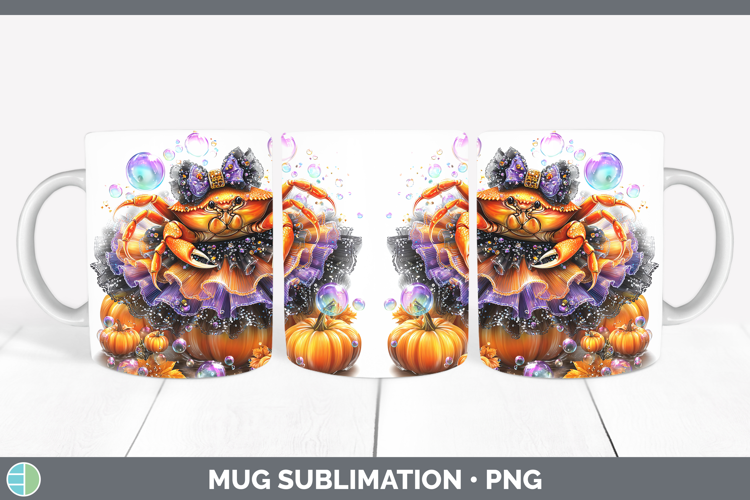 Sea Halloween Crab Mug Wrap Sublimation Coffee Cup Designs