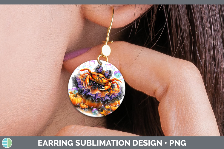 Sea Halloween Crab Round Earrings Sublimation Earrings Desig