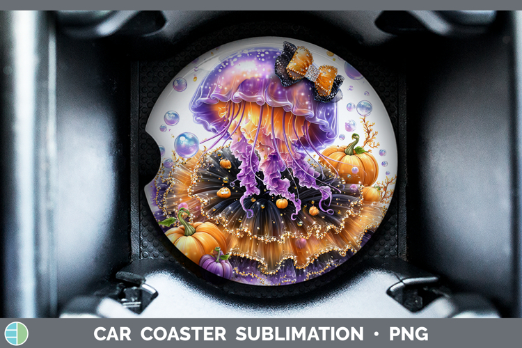 Sea Halloween Jellyfish Car Coaster Sublimation Designs