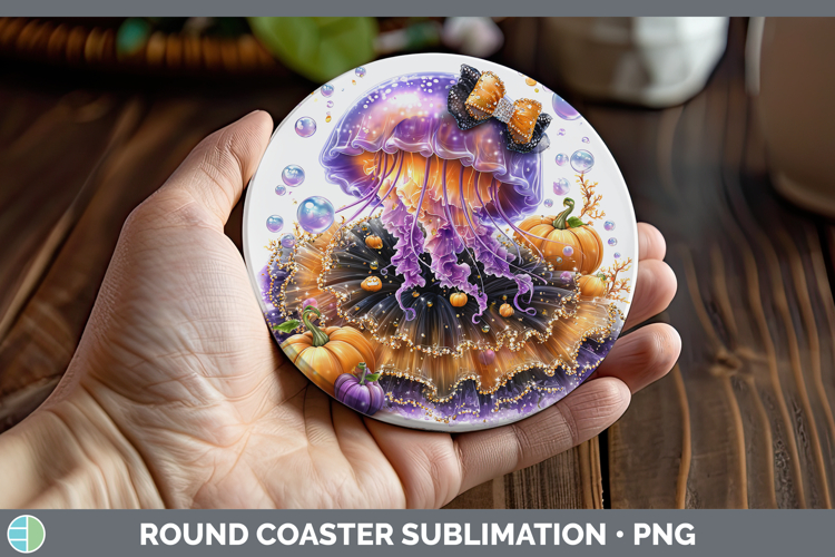 Sea Halloween Jellyfish Round Coaster Sublimation Coaster De