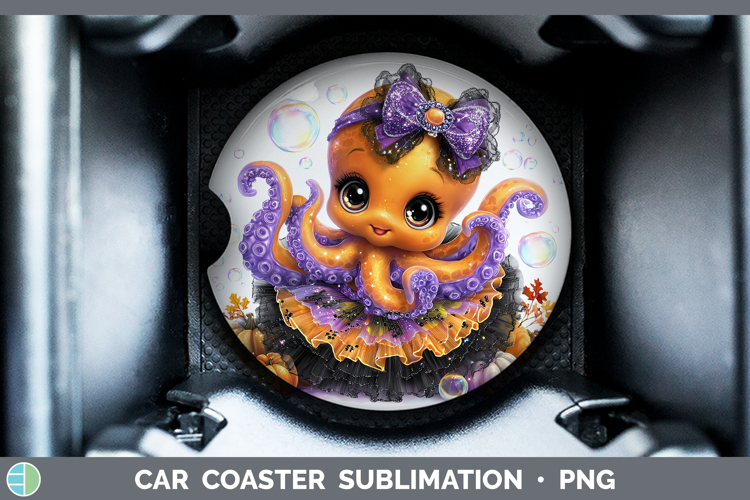 Sea Halloween Octopus Car Coaster Sublimation Designs