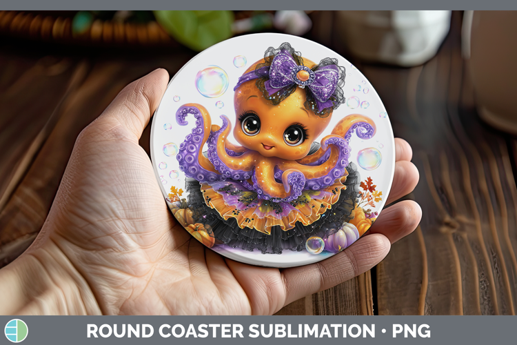 Sea Halloween Octopus Round Coaster Sublimation Coaster Desi