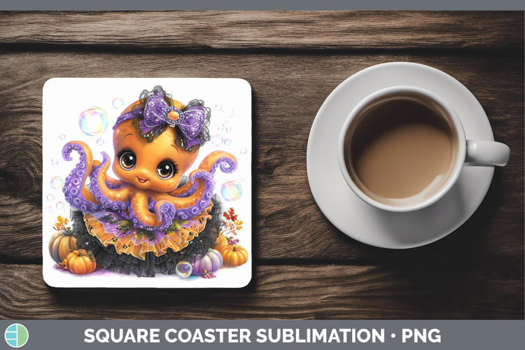 Sea Halloween Octopus Square Coaster Sublimation Coaster Des