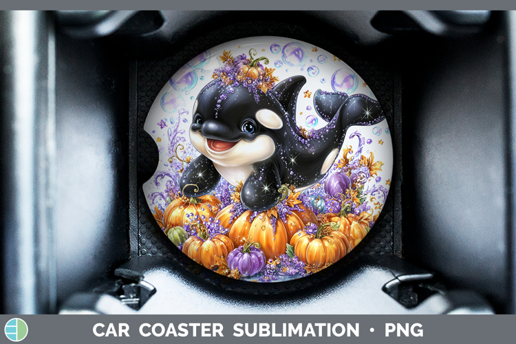 Sea Halloween Orca Car Coaster Sublimation Designs