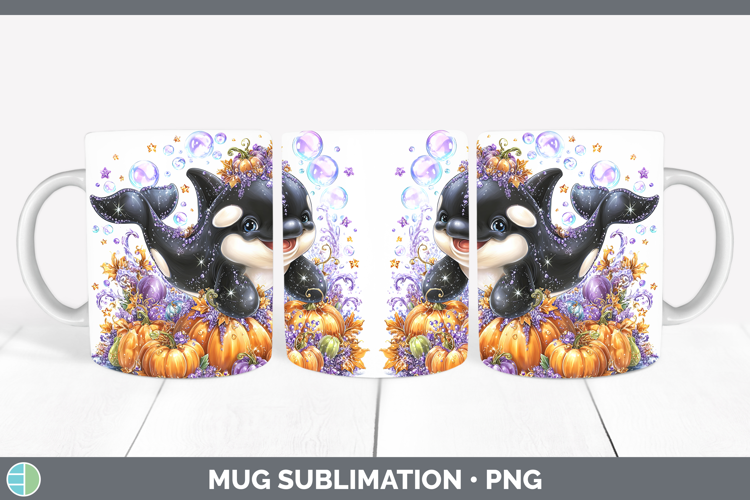 Sea Halloween Orca Mug Wrap Sublimation Coffee Cup Designs
