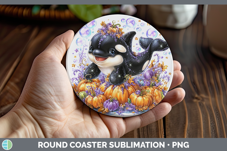 Sea Halloween Orca Round Coaster Sublimation Coaster Designs