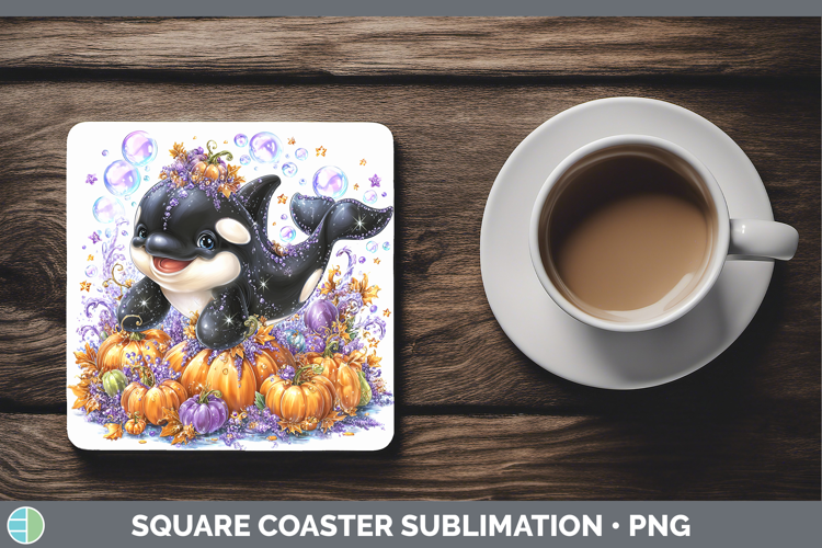 Sea Halloween Orca Square Coaster Sublimation Coaster Design