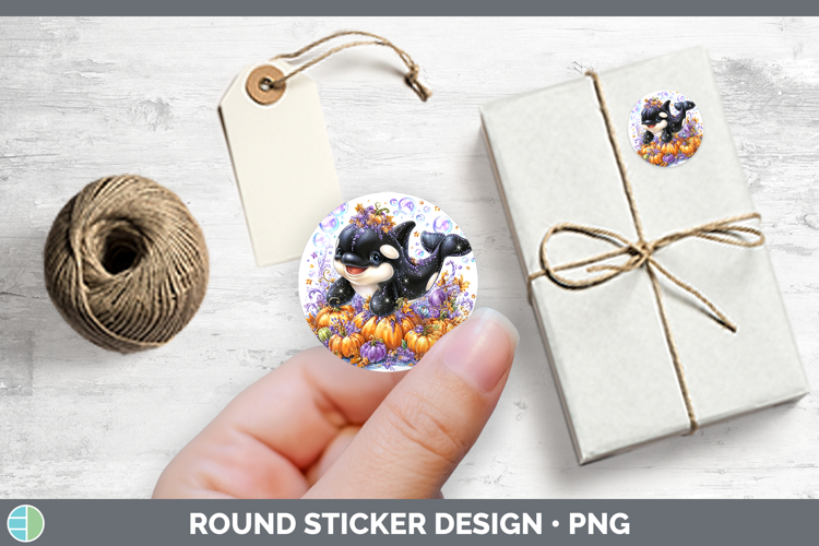Sea Halloween Orca Stickers | Round Labels Designs