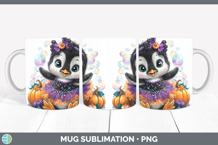 Sea Halloween Penguin Mug Wrap Sublimation Coffee Cup Design