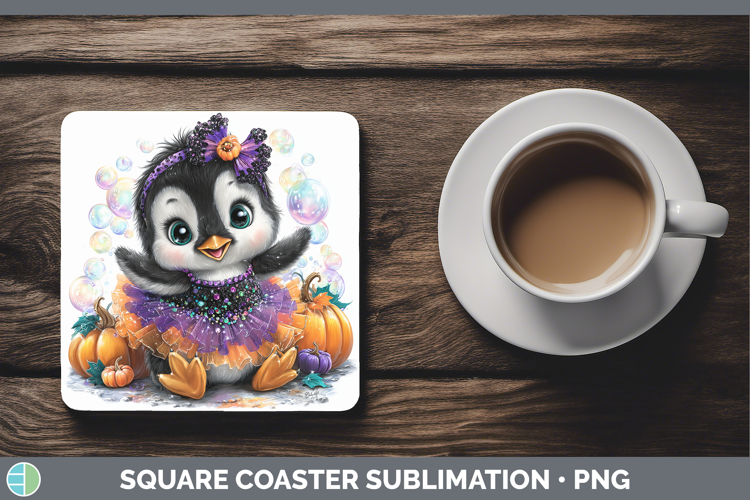 Sea Halloween Penguin Square Coaster Sublimation Coaster Des