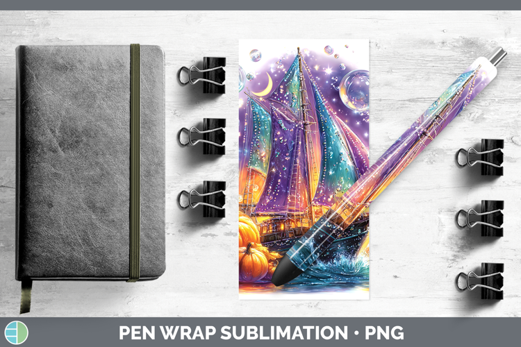 Sea Halloween Sailboat Pen Wrap Sublimation Pen Designs