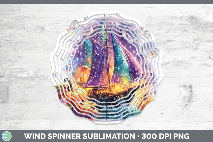 Sea Halloween Sailboat Wind Spinner Sublimation Spinner Desi
