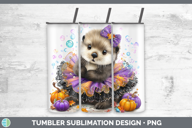Sea Halloween Sea Otter Tumbler Sublimation 20 oz Skinny Tum