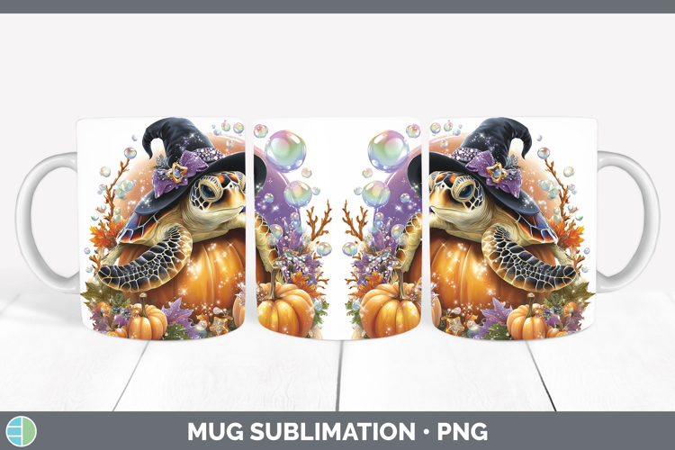 Sea Halloween Sea turtle Mug Wrap Sublimation Coffee Cup Des