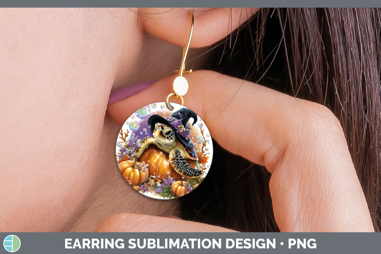 Sea Halloween Sea turtle Round Earrings Sublimation Earrings